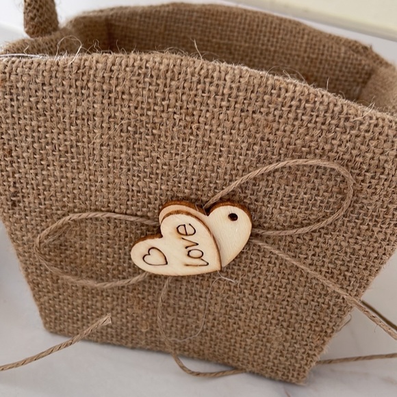 Burlap “Love” Baskets - Set of 2 - Picture 4 of 5